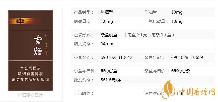 云煙94mm印象多少錢一盒？云煙94mm印象價(jià)格及參數(shù)2020