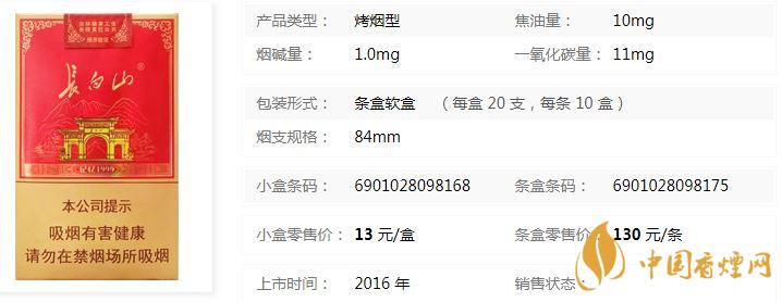 長(zhǎng)白山記憶1999軟包多少錢(qián) 長(zhǎng)白山記憶1999價(jià)格表查詢